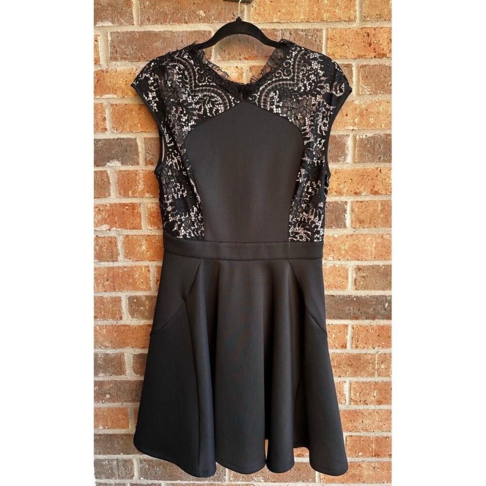 Ted Baker Elegant Black Lace Backless Dress